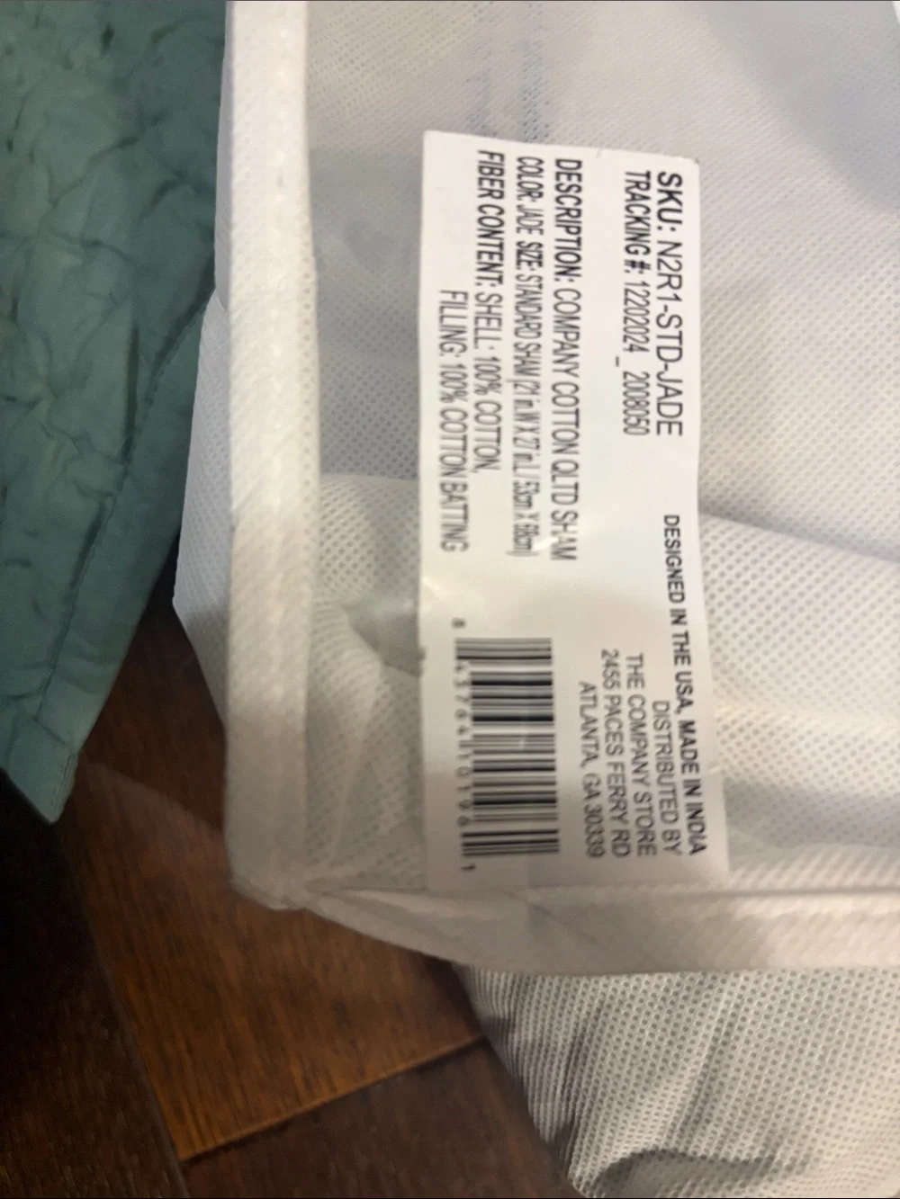 The Company Store Sage Green JADE Quilted standard sham set of 2 NEW